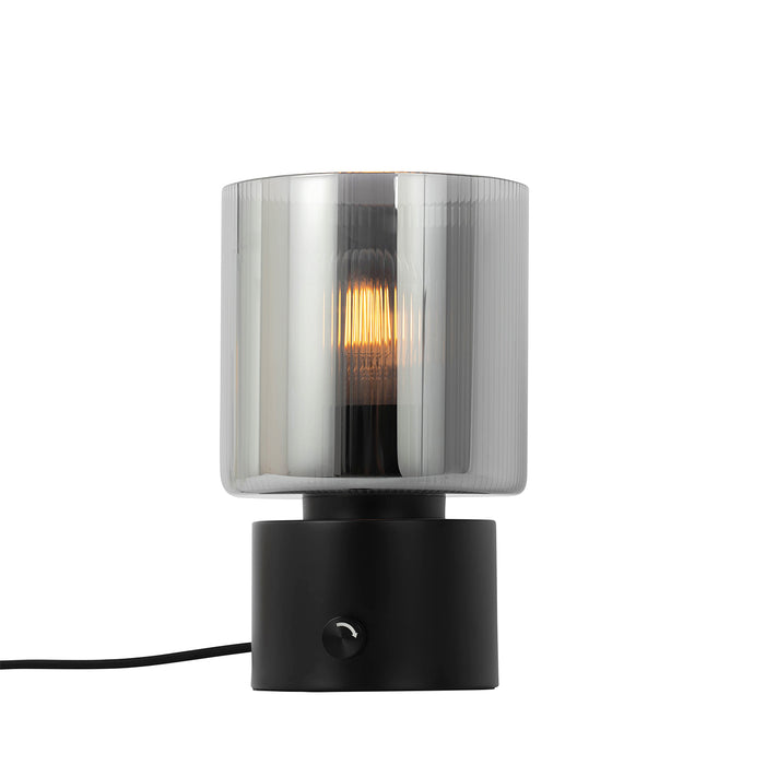 QAZQA Art Deco tafellamp zwart met smoke glas - Laura