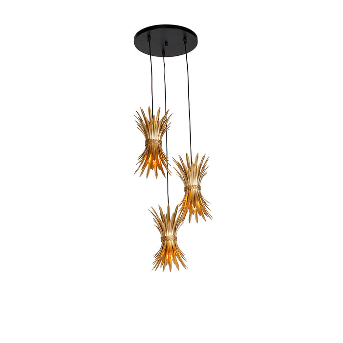 QAZQA Art Deco hanglamp goud 3-lichts - Wesley