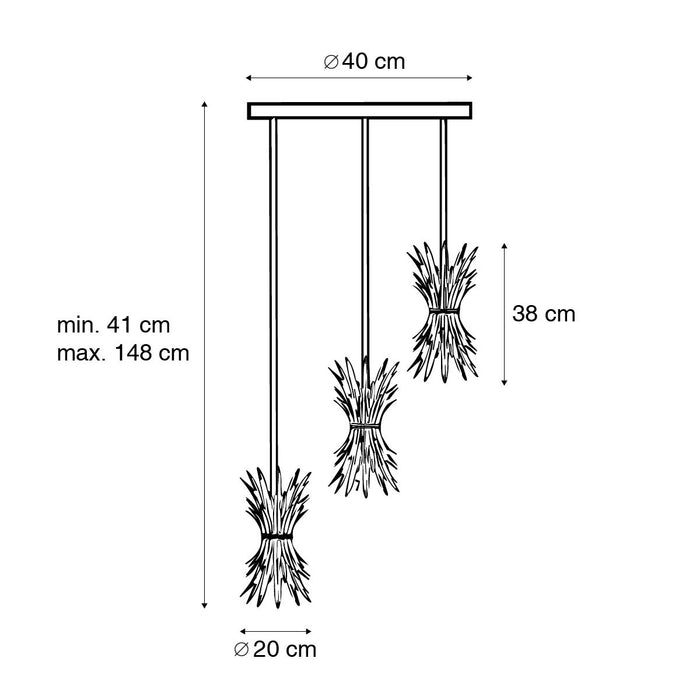 QAZQA Art Deco hanglamp goud 3-lichts - Wesley