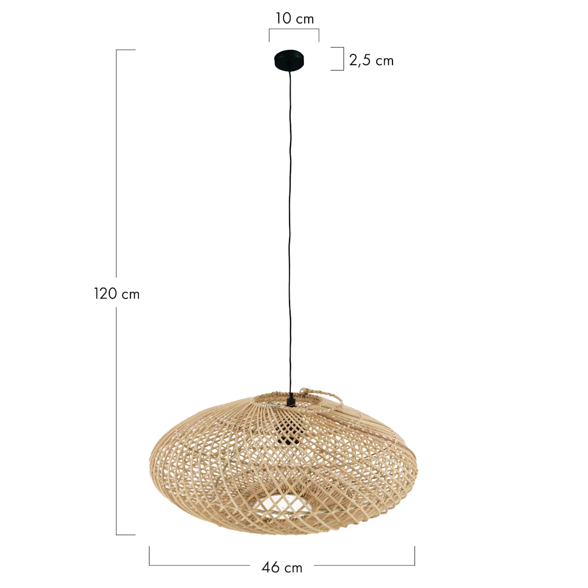 DKNC - Hanglamp Terni - Rotan - 46x46x20cm - Beige