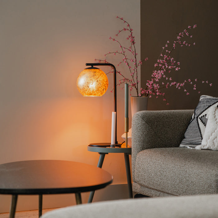 QAZQA Design tafellamp zwart met goud glas - Bert