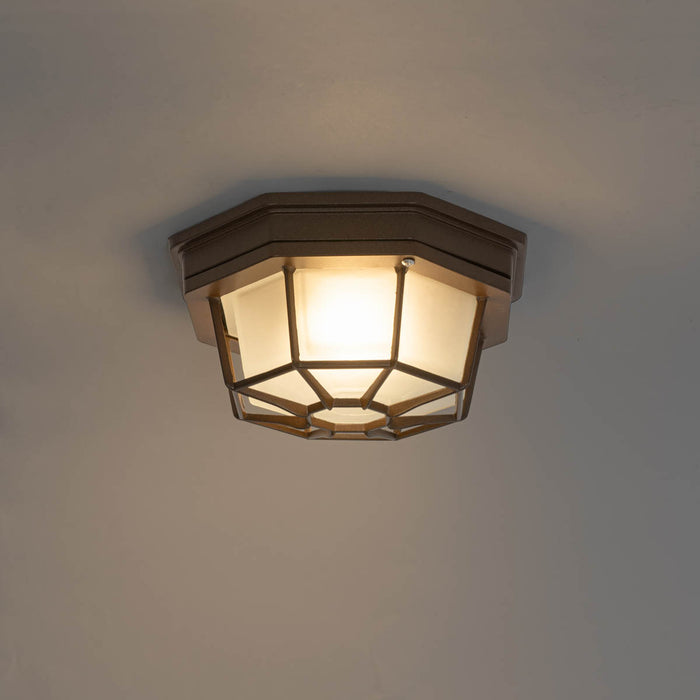 QAZQA Landelijke plafondlamp roestbruin 21,3 cm IP44 - Bri