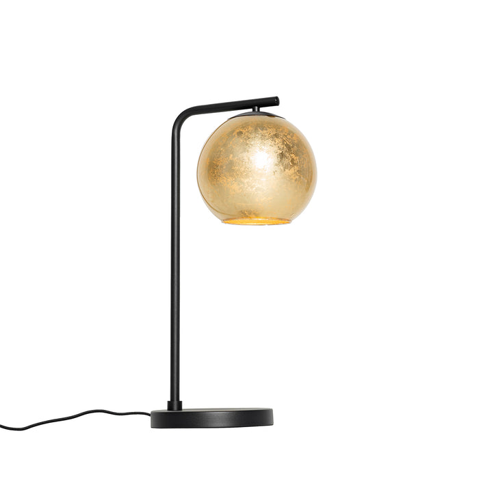QAZQA Design tafellamp zwart met goud glas - Bert