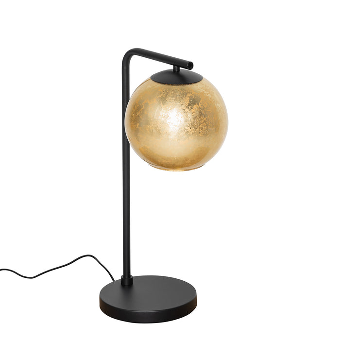 QAZQA Design tafellamp zwart met goud glas - Bert