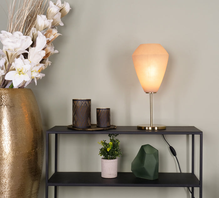 EGLO Caprarola Tafellamp - E27 - 46 cm - Zand|Koper - Satijn Glas