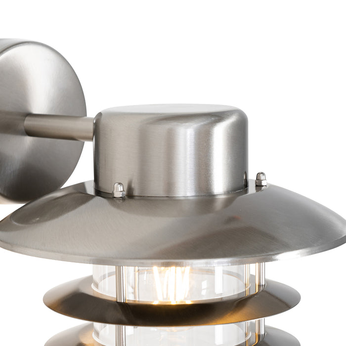 QAZQA Industriële wandlamp staal IP44 - Shell