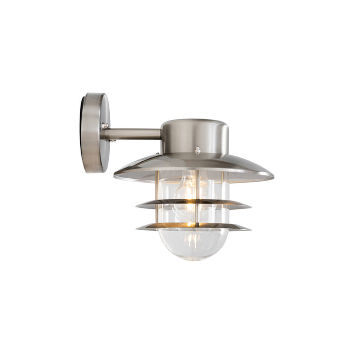 QAZQA Industriële wandlamp staal IP44 - Shell