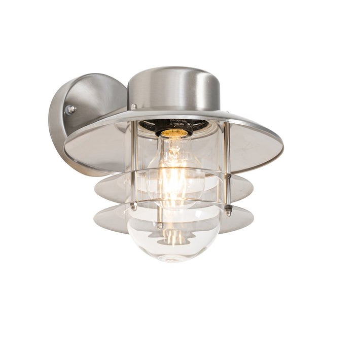 QAZQA Industriële wandlamp staal IP44 - Shell