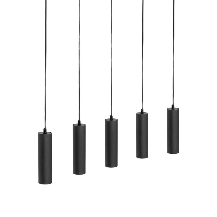 QAZQA Moderne hanglamp zwart met hout 5-lichts - Jeana