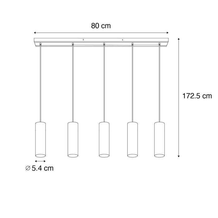 QAZQA Moderne hanglamp zwart met hout 5-lichts - Jeana