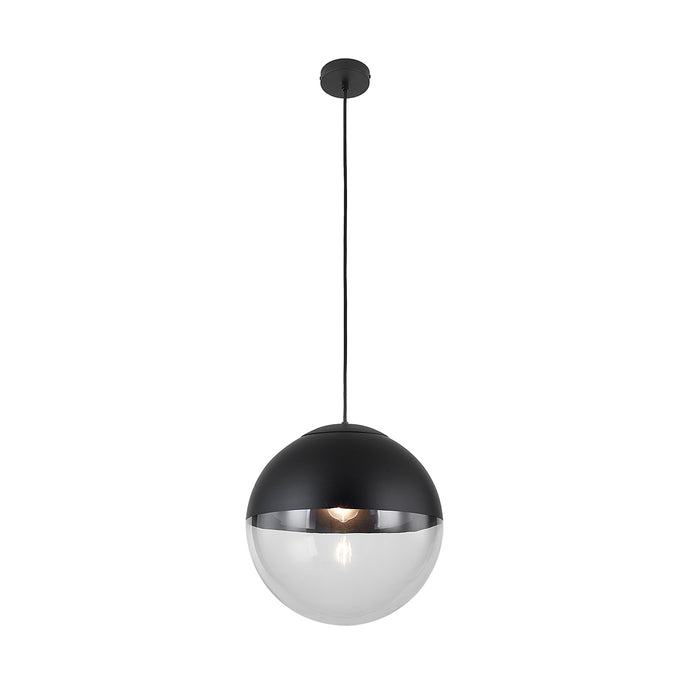 QAZQA Retro hanglamp zwart met helder glas 35 cm - Eclipse