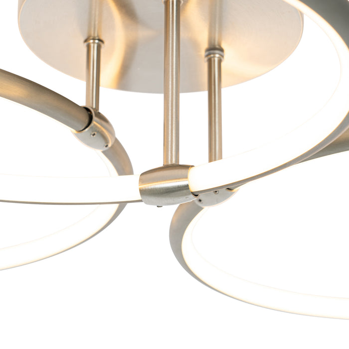 QAZQA Design plafondlamp staal incl. LED 3-staps dimbaar 3-lichts -