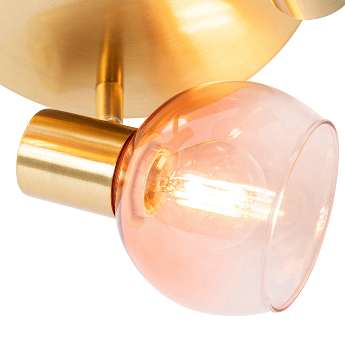 QAZQA Art Deco plafondspot goud met roze glas 3-lichts - Vidro