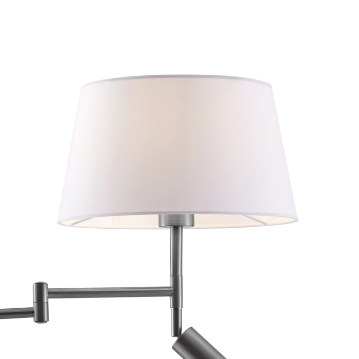 QAZQA Vloerlamp staal met witte kap en verstelbare leeslamp - Ladas