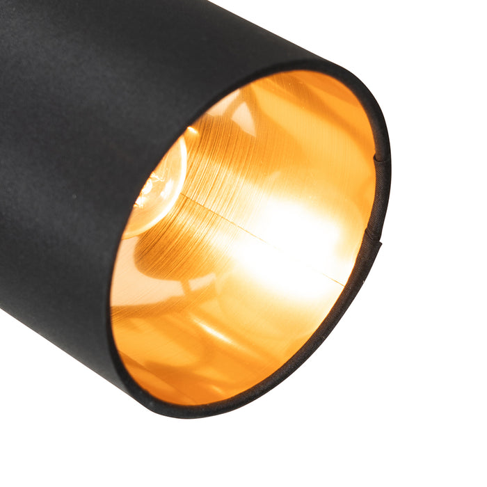 QAZQA Moderne spot zwart met gouden binnenkant 3-lichts - Lofty