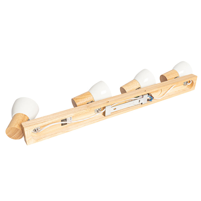 QAZQA Plafondspot hout met wit verstelbaar 4-lichts - Thorin