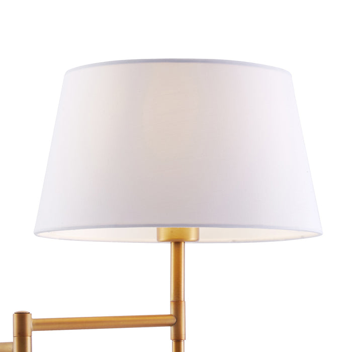 QAZQA Vloerlamp brons met witte kap en verstelbare leeslamp - Ladas