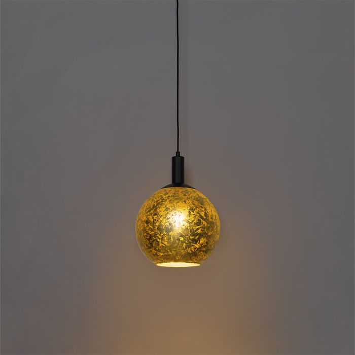 QAZQA Design hanglamp zwart met goud glas - Bert