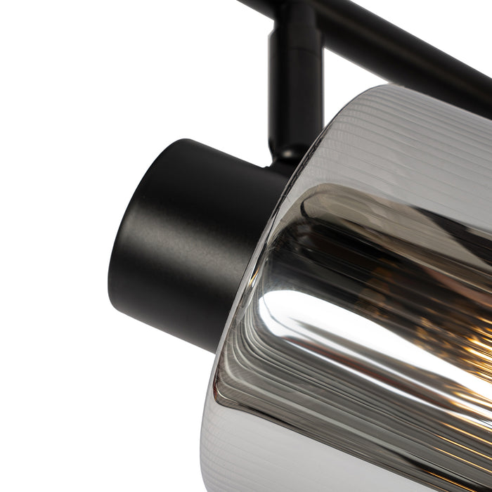 QAZQA Plafondspot zwart met smoke glas 4-lichts verstelbaar - Laura