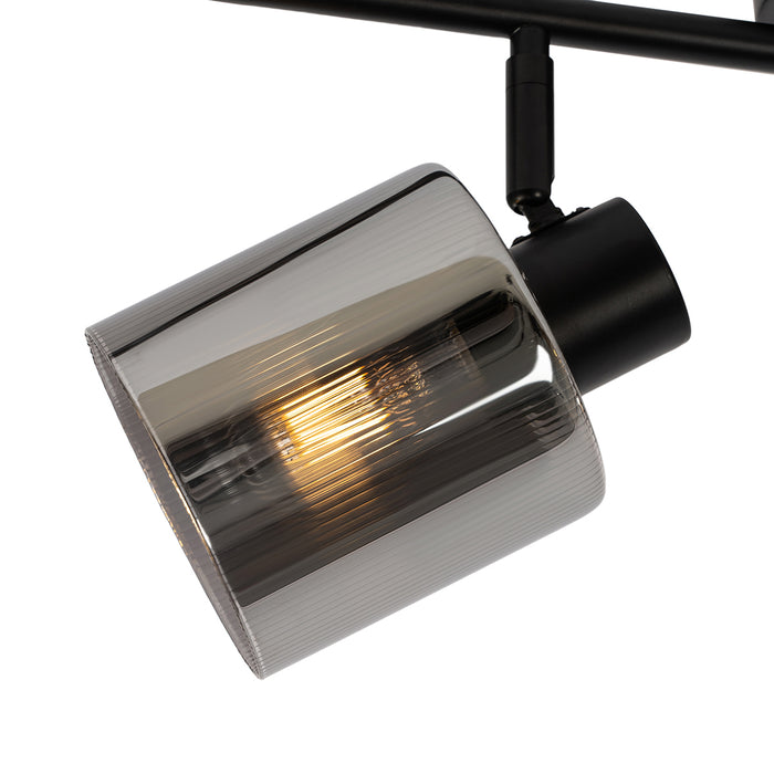 QAZQA Plafondspot zwart met smoke glas 4-lichts verstelbaar - Laura