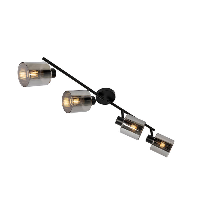 QAZQA Plafondspot zwart met smoke glas 4-lichts verstelbaar - Laura