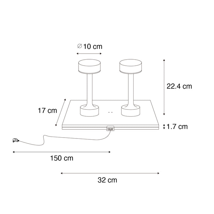 QAZQA Set van 2 tafellampen goud RGBW oplaadbaar - Isobel