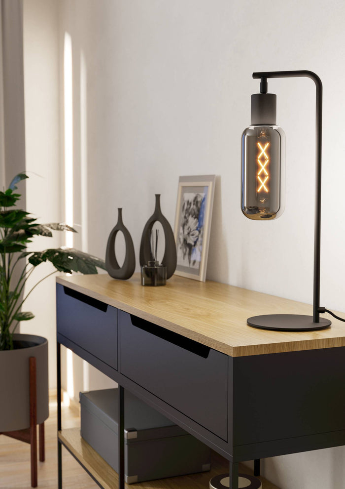 EGLO Majone tafellamp - E27 - Smoke glas - 50,5 cm - Zwart