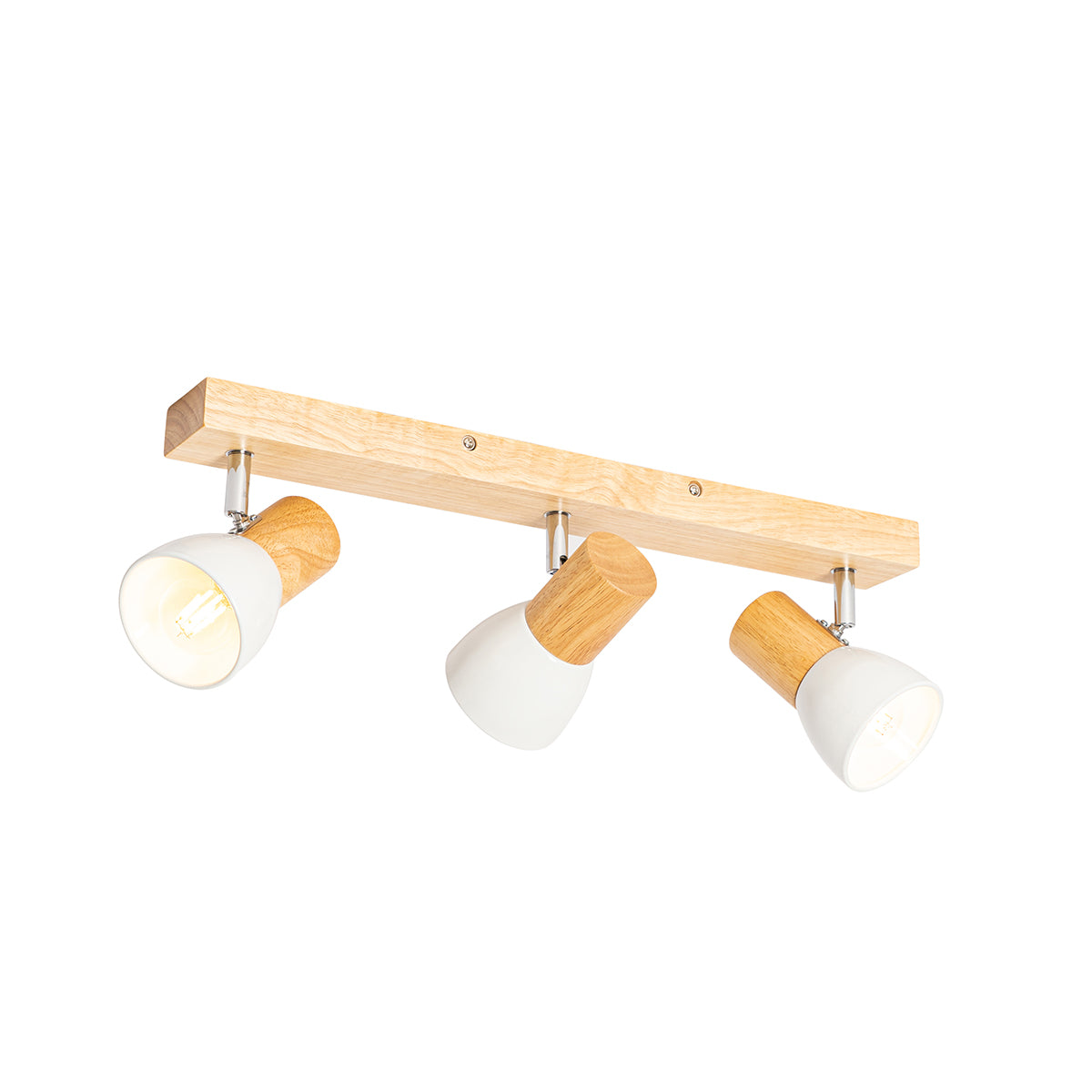 QAZQA Plafondspot hout met wit verstelbaar 3-lichts - Thorin