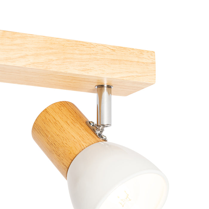 QAZQA Plafondspot hout met wit verstelbaar 3-lichts - Thorin