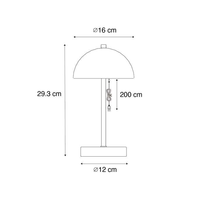 QAZQA Set van 2 buiten tafellampen mushroom wit oplaadbaar - Keira