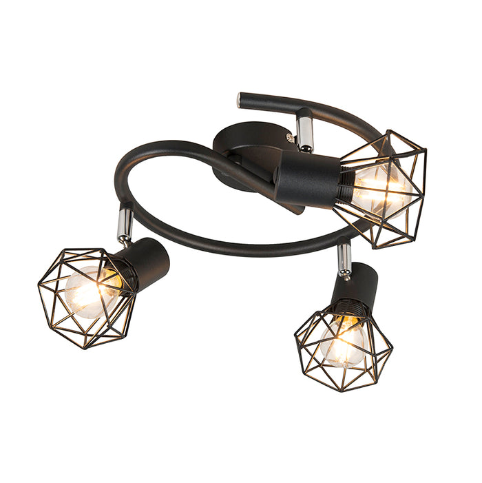 QAZQA Smart spot zwart draai- en kantelbaar incl. 3 Wifi P45 - Mosh