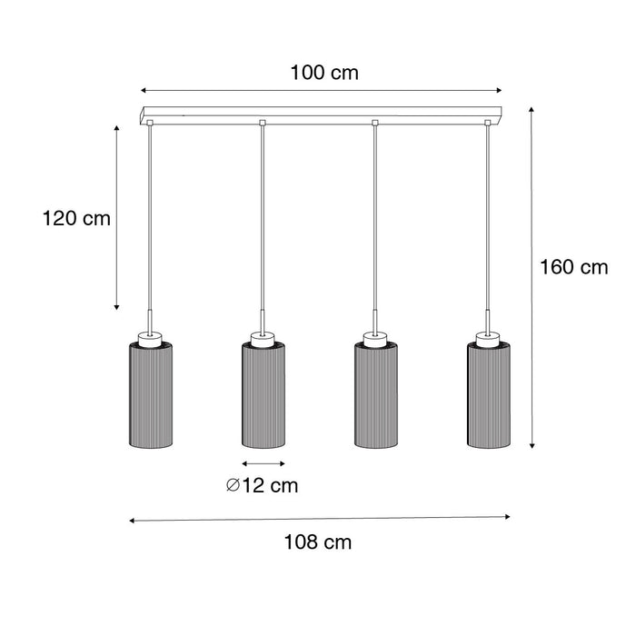 QAZQA Art Deco hanglamp goud met glas 4-lichts - Laura