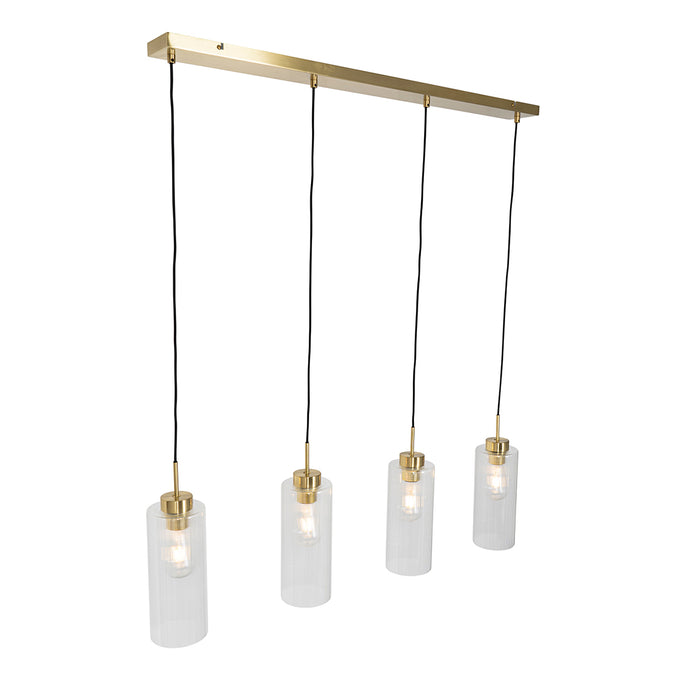 QAZQA Art Deco hanglamp goud met glas 4-lichts - Laura