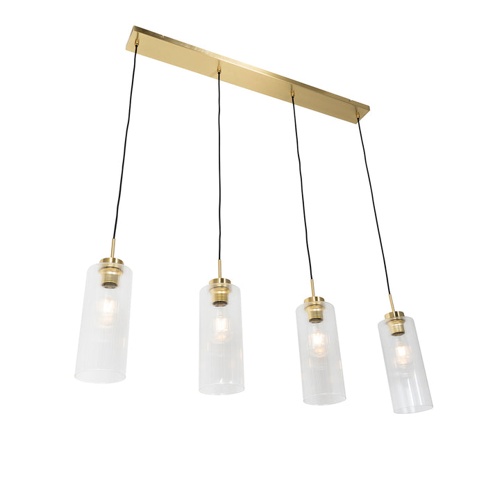 QAZQA Art Deco hanglamp goud met glas 4-lichts - Laura