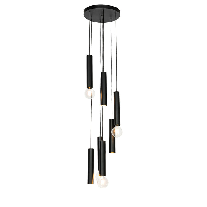 QAZQA Design hanglamp zwart rond 7-lichts - Tuba