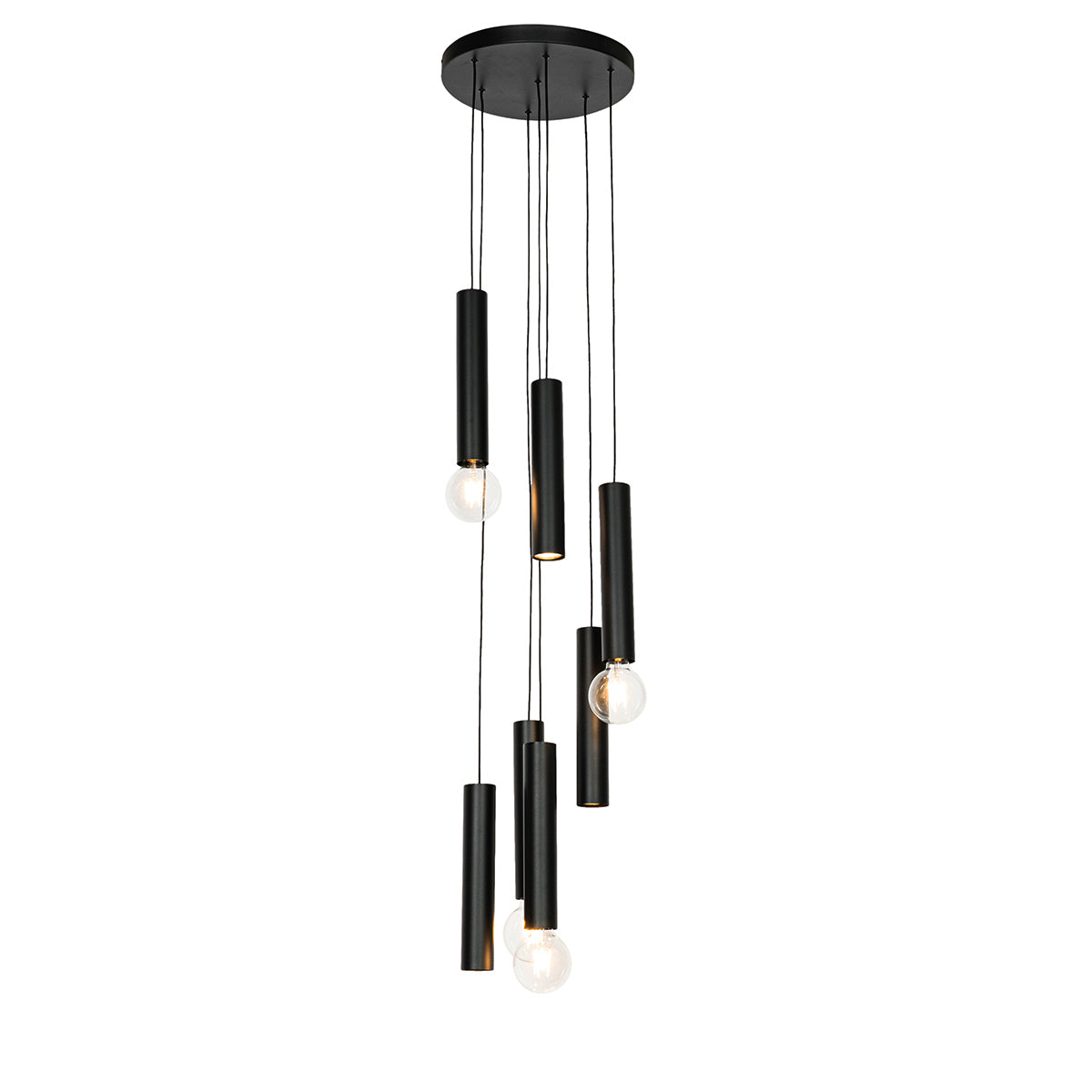 QAZQA Design hanglamp zwart rond 7-lichts - Tuba