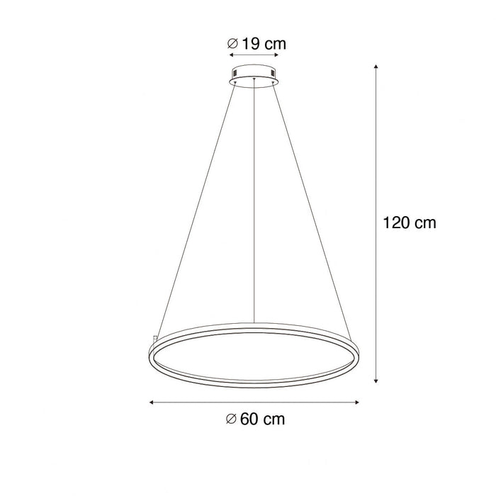 QAZQA Smart hanglamp zwart 60 cm incl. LED en RGBW  - Girello