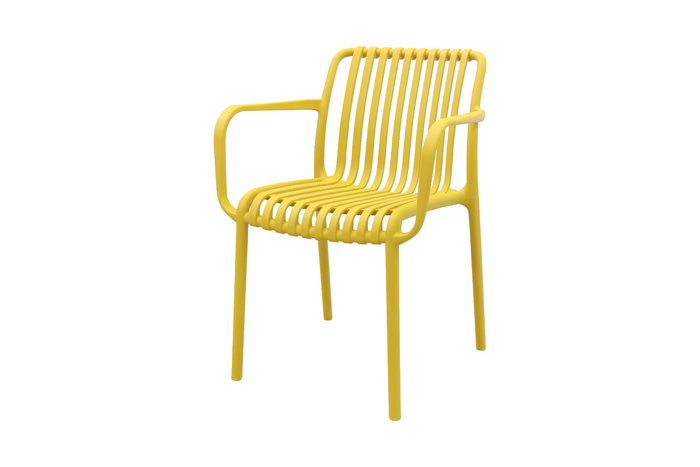 VDG Stripe stapelbare tuinstoel - Mosterdgeel