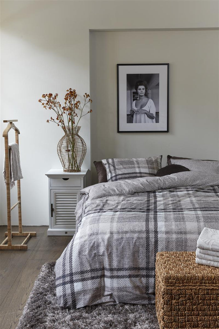 Riviera Maison Cozy Check  Dekbedovertrek - 140x200/220 - Zand