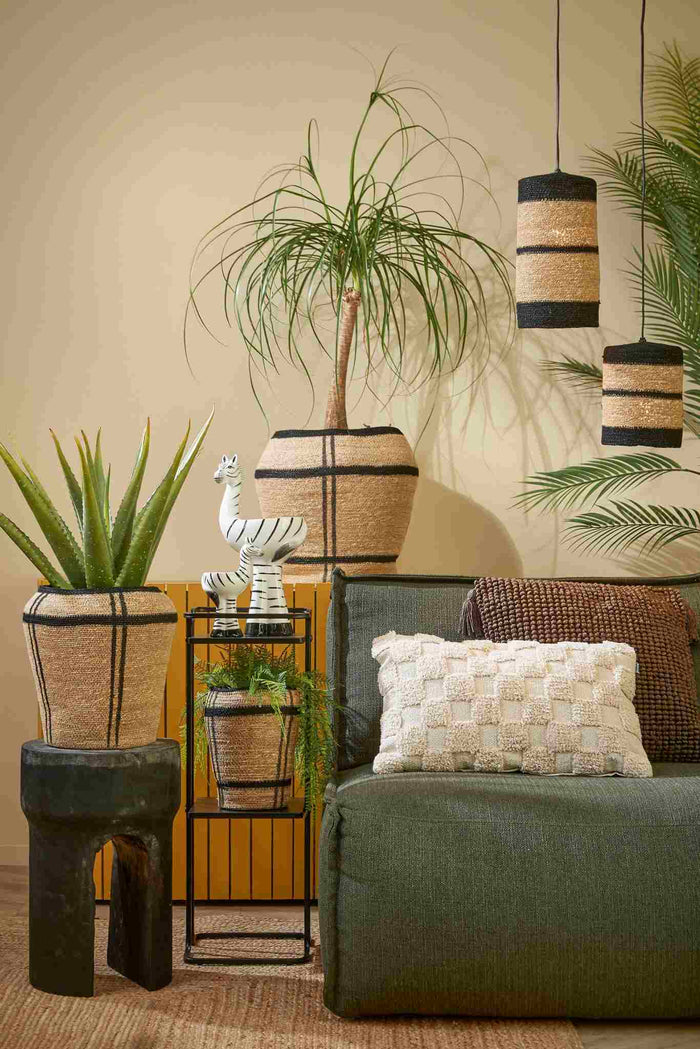 Mica Decorations Jinx Hanglamp - H20 x Ø15 cm - Jute - Zwart