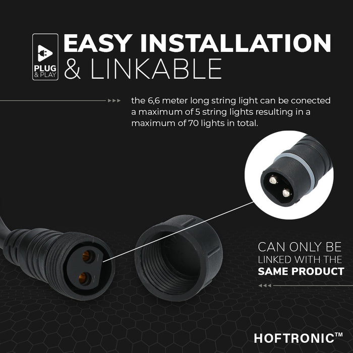 6.6m LED String light RGB - buiten lampjes snoer 12 RGB LEDs incl.