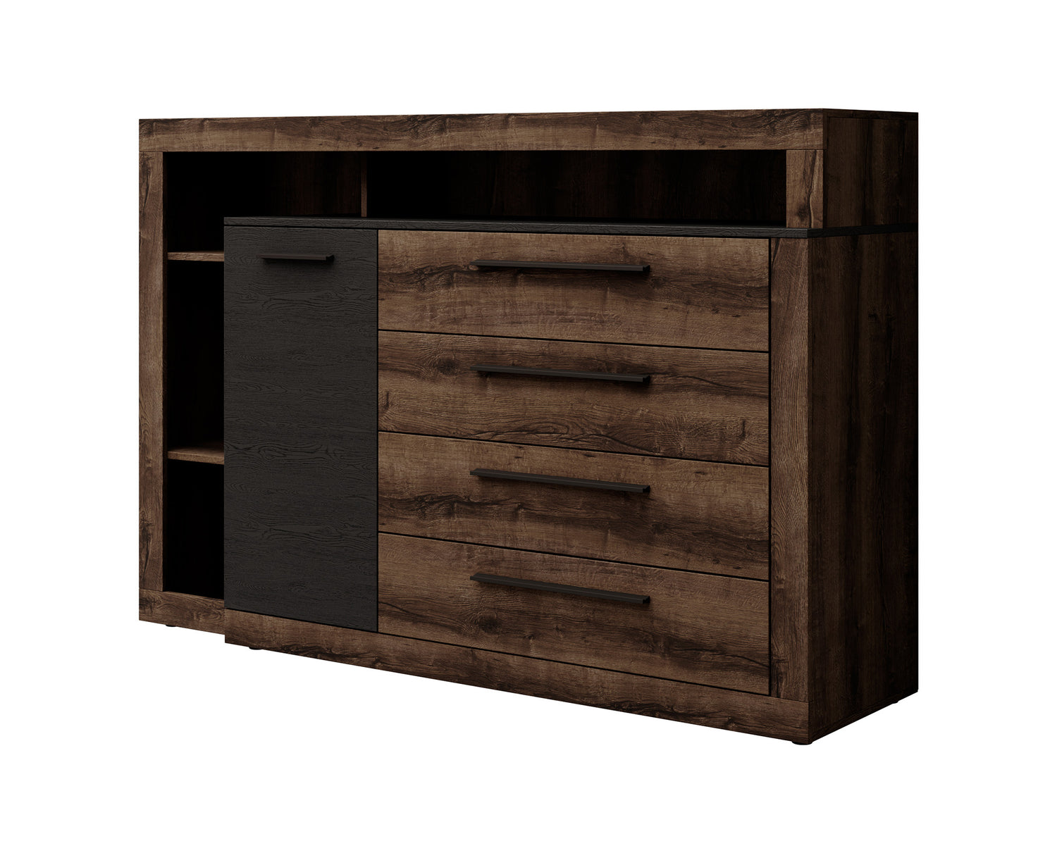 Meubella Dressoir Borna - Donker eiken - Grijs eiken - 161 cm
