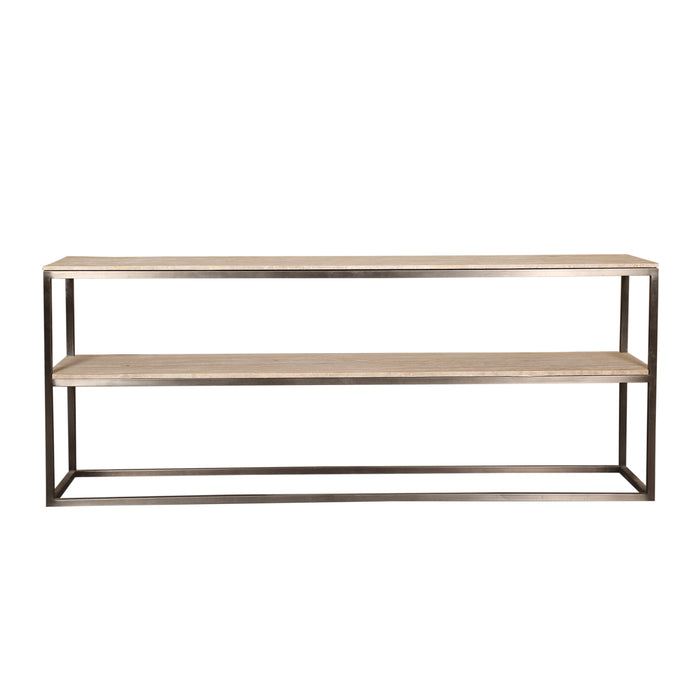 PTMD Zoah Black Travertine double level sidetable