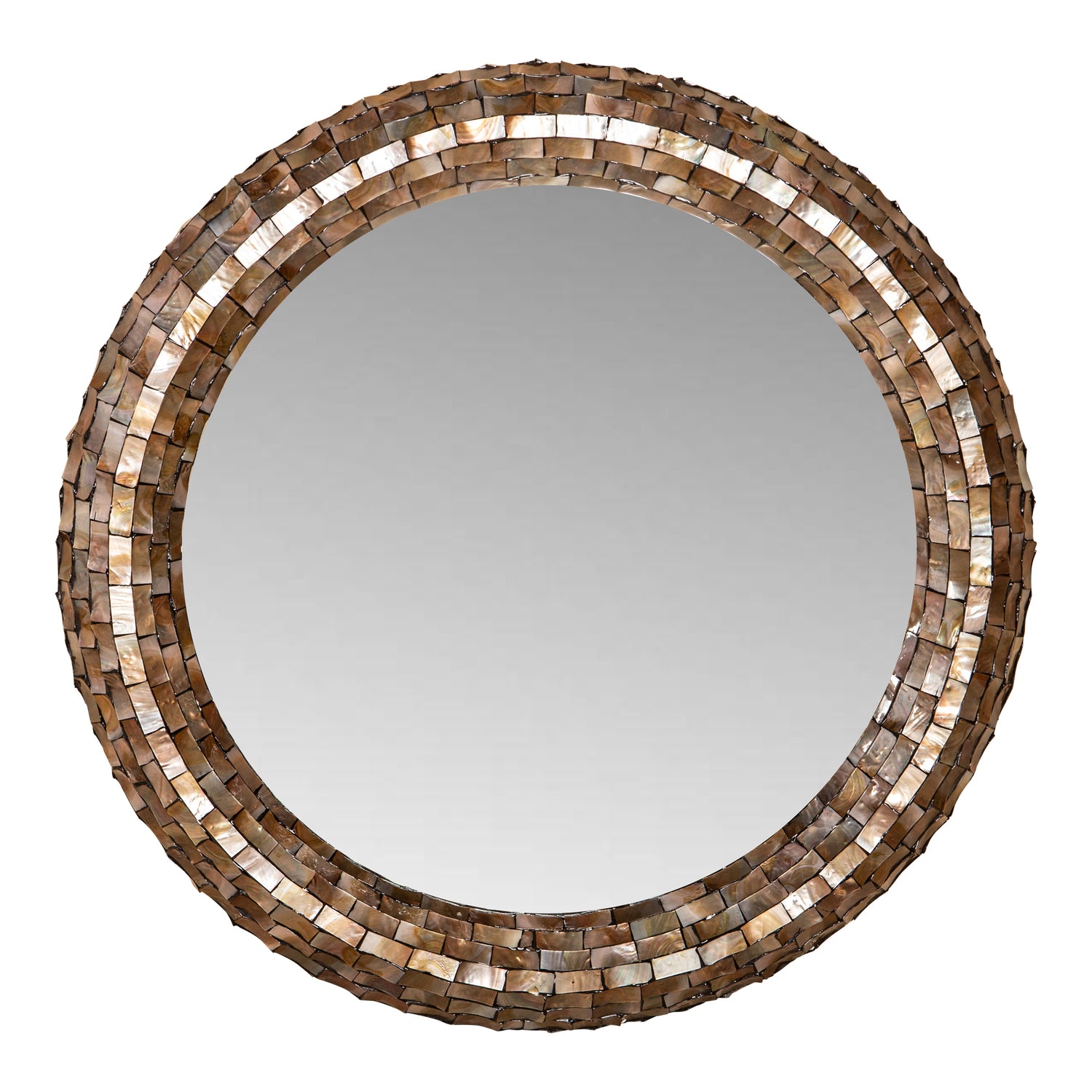 PTMD Chelsae Bronze poly round shell mirror large