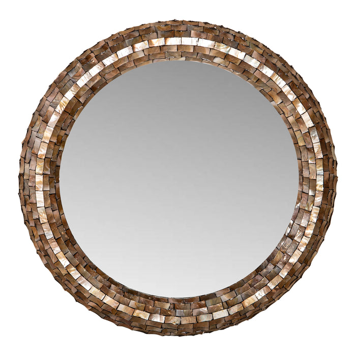 PTMD Chelsae Bronze poly round shell mirror large