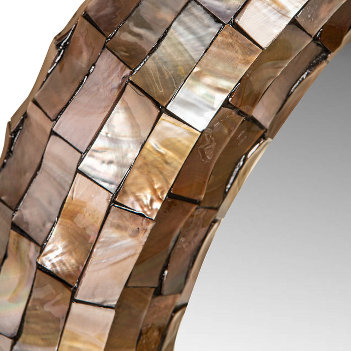 PTMD Chelsae Bronze poly round shell mirror large