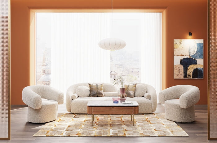 Kare Design Kelly Bank 3-zits - Bouclé Crème Wit