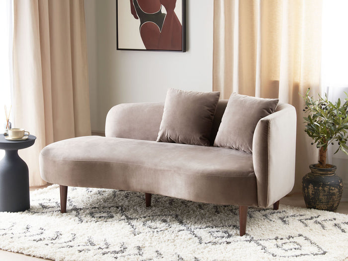 Beliani - CHAUMONT - Chaise longue - Taupe - Rechterzijde - Fluweel