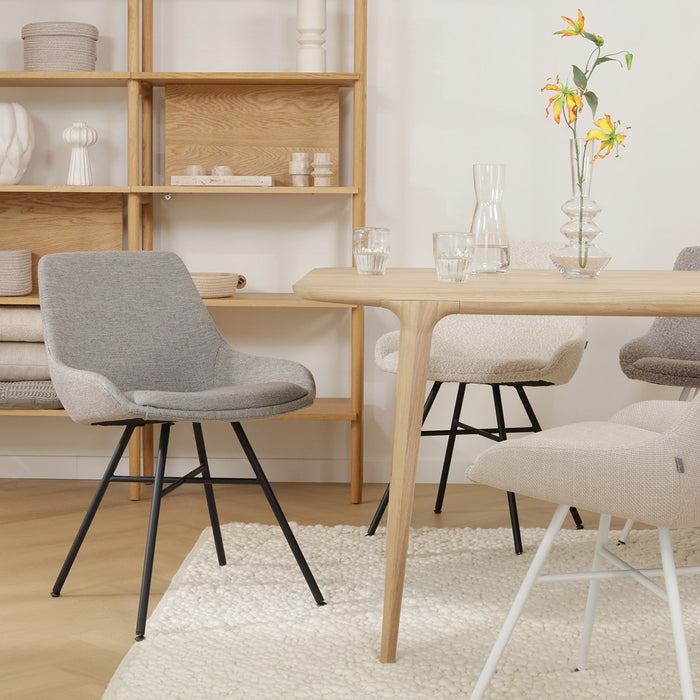 Nolon Noa-Isa Eetkamerstoel Warm Grijs - Stof - Zwart Onderstel