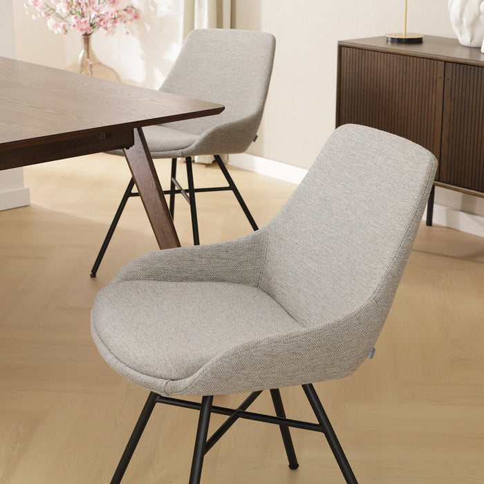 Nolon Noa-Isa Eetkamerstoel Warm Grijs - Stof - Zwart Onderstel